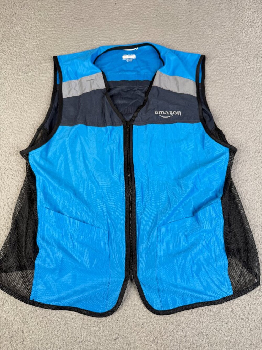 AMAZON Vest XL Delivery Driver Safety Reflective Full Zip Mesh Sides